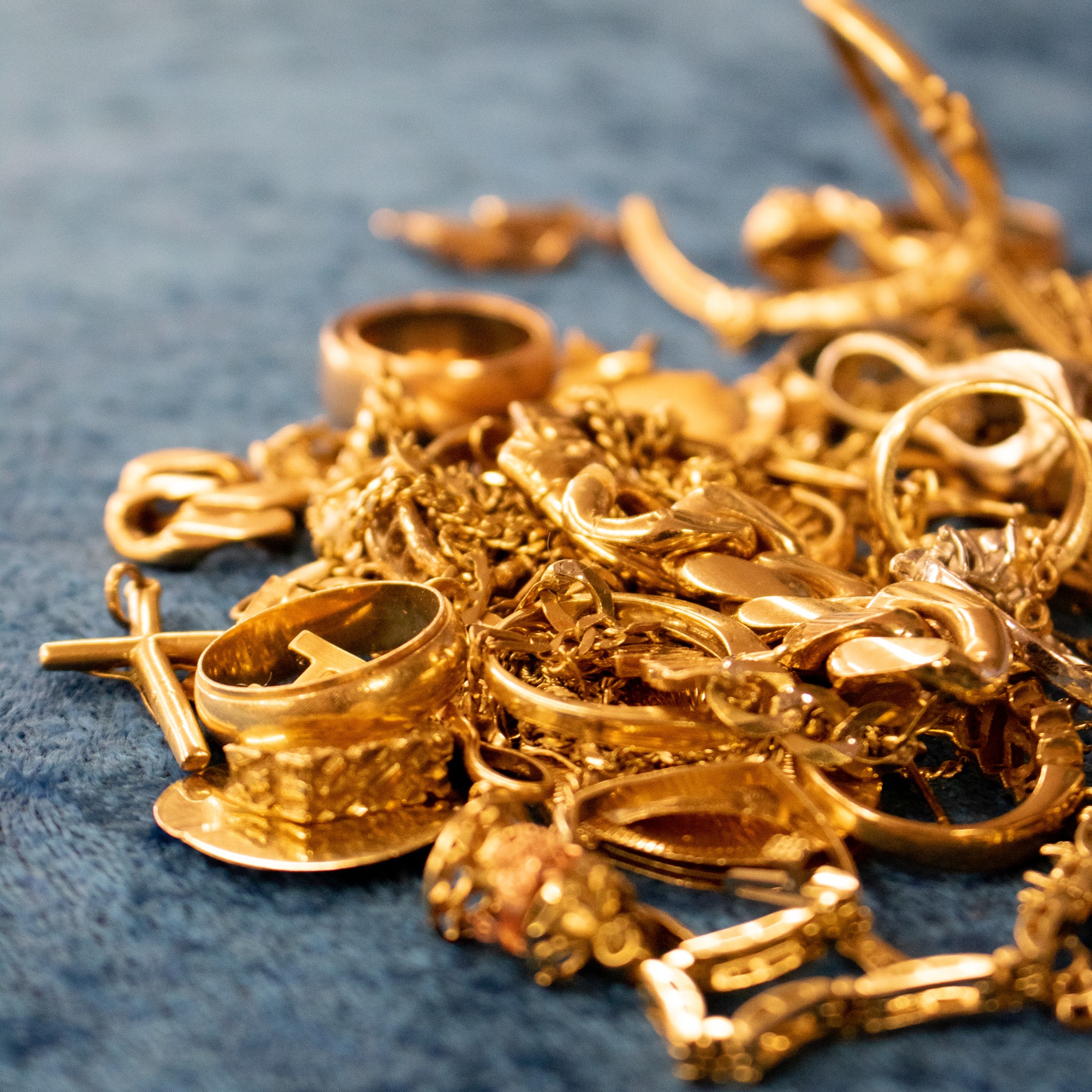 Gold jewelry and coins